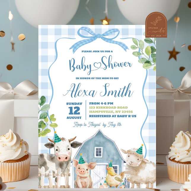 Blue Boy Farm Baby Shower Invitation (Creator Uploaded)