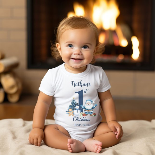 Blue Boy First Christmas  Baby Bodysuit (Creator Uploaded)