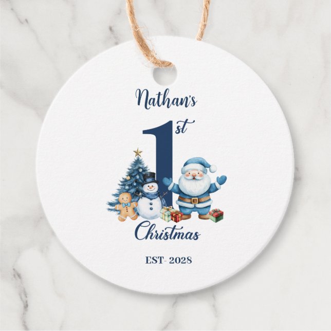 Blue Boy First Christmas  Favour Tags (Front)