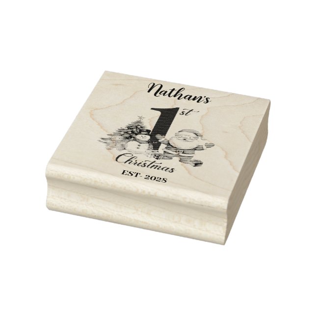 Blue Boy First Christmas  Rubber Stamp (Stamp)