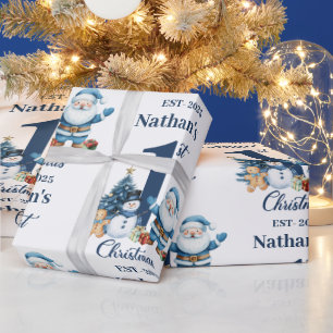 Blue Boy First Christmas  Wrapping Paper