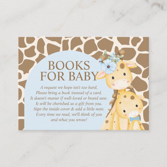 Blue Boy Giraffe Books For Baby Enclosure Card (Front)