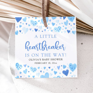 Blue Boy Little Heartbreaker Valentine Baby Shower Favour Tags