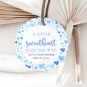 Blue Boy Little Sweetheart Valentine Baby Shower Favour Tags