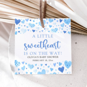 Blue Boy Little Sweetheart Valentine Baby Shower Favour Tags