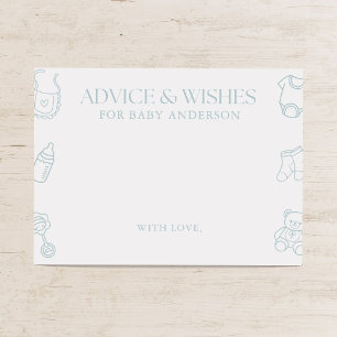 Blue Boy Minimal Baby Shower Advice and Wishes Enclosure Card