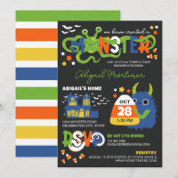 Blue Boy Monster Typography Halloween Baby Shower