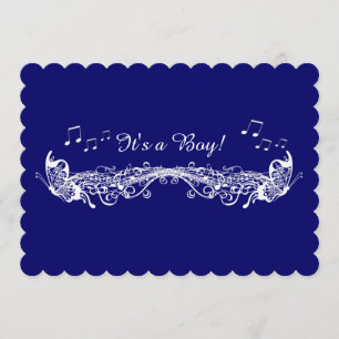 Blue Boy Musical Butterfly Baby Shower Invitation