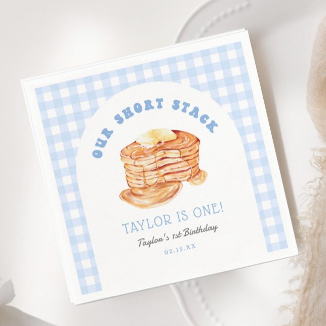 Blue Boy Pancake Breakfast 1st Birthday Party Napkin (Creator Uploaded)