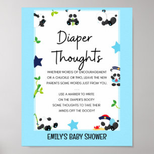 Blue Boy Panda Baby Shower Game Sign