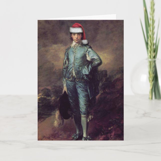 Blue Boy Santa Greeting Card (Front)