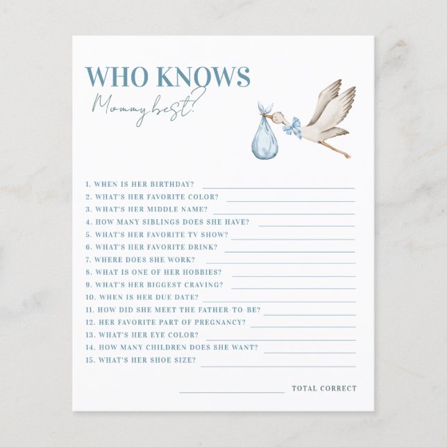 Blue Boy Stork Winter Who Knows Mummy Best Game (Front)