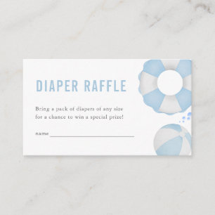 Blue Boy Summer Pool Party Diaper Raffle Card