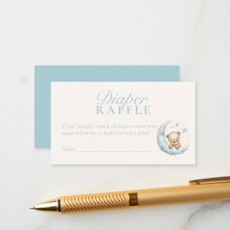 Blue Boy Teddy Bear Baby Shower Diaper Raffle Card