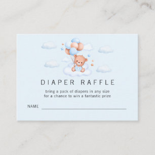 Blue Boy Teddy Bear Baby Shower Enclosure Card