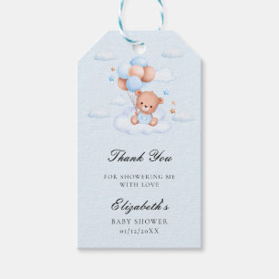 Blue Boy Teddy Bear Baby Shower Gift Tags