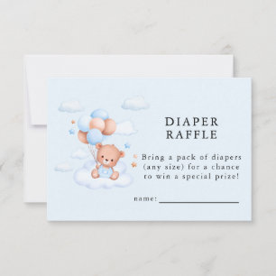 Blue Boy Teddy Bear Baby Shower Thank You Card