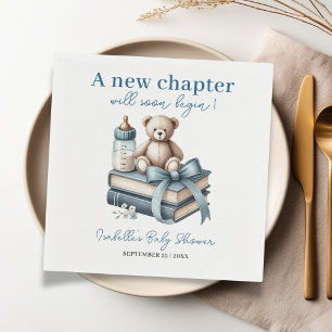 Blue Boy Teddy Bear Personalised Baby Shower  Napkin