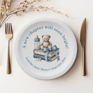 Blue Boy Teddy Bear Personalised Baby Shower  Paper Plate