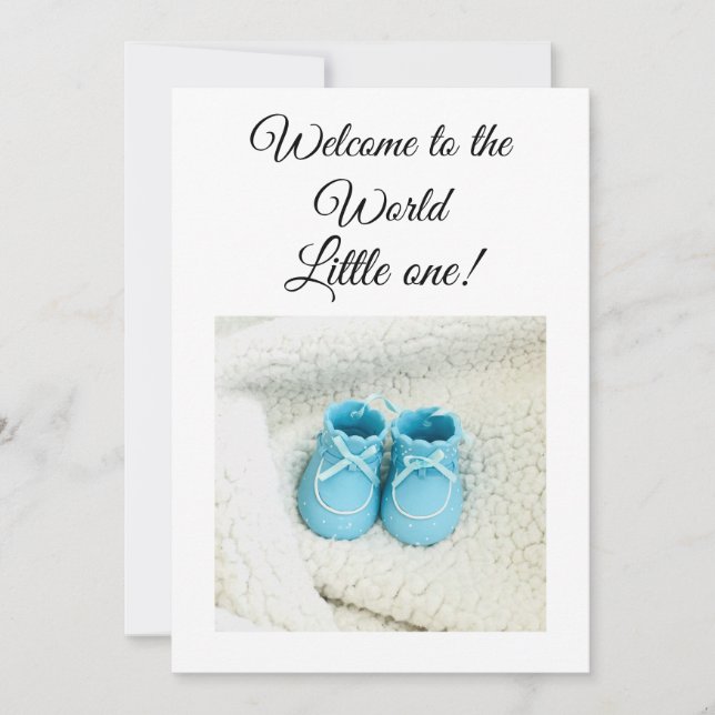  Blue boy tinny feet baby shower invitation  (Front)