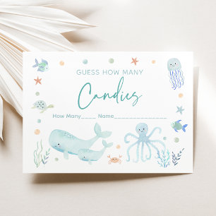 Blue Boy Under the Sea Guess How Many Game Enclosure Card