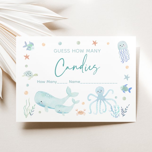 Blue Boy Under the Sea Guess How Many Game Enclosure Card (Creator Uploaded)