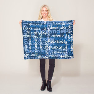 Blue Boy's All-over Name Collage Personalised Fleece Blanket