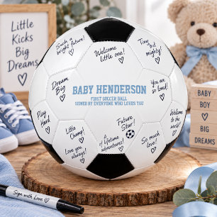 Blue Boys Baby Shower Autographs First Soccer Ball