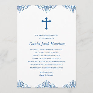Blue Boys Baptism/Christening Invitation