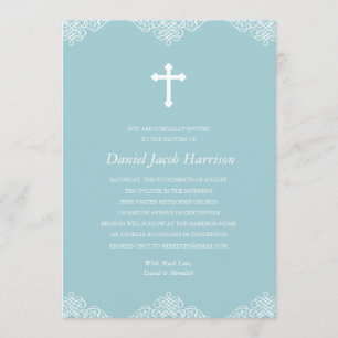 Blue Boys Baptism/Christening Invitation