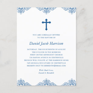 Blue Boys Baptism/Christening Invitation Postcard