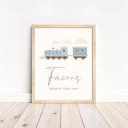 Blue Boys Train Birthday Favours Table Sign