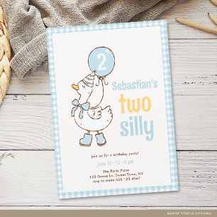 Blue Boys Two Silly Goose 2nd Birthday Invitation