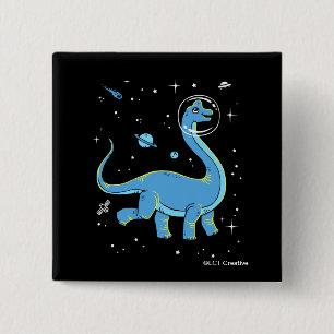 Blue Brachiosaurus Dinos In Space 15 Cm Square Badge