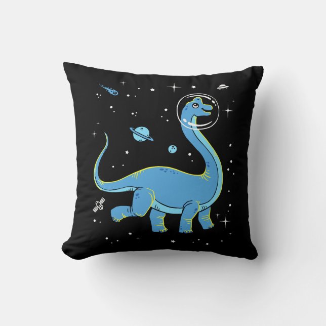 Blue Brachiosaurus Dinos In Space Cushion (Front)