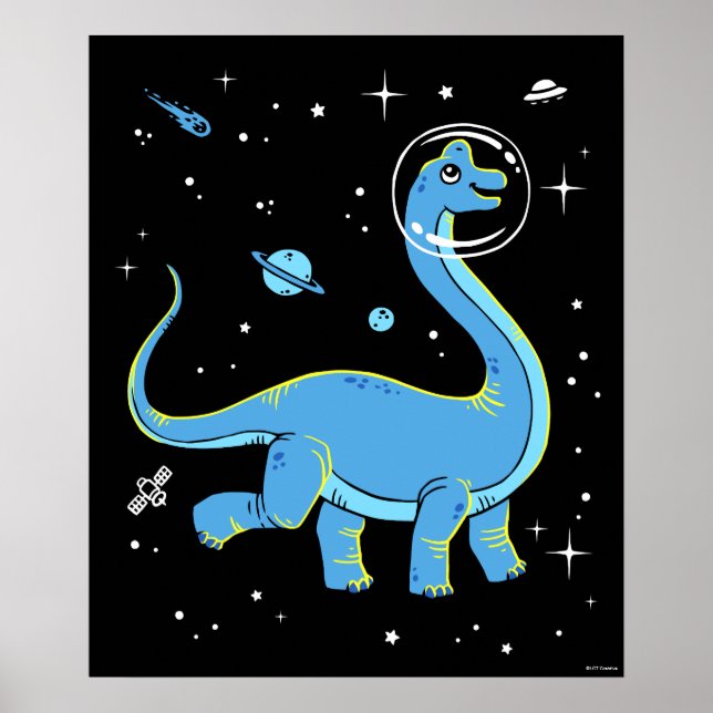 Blue Brachiosaurus Dinos In Space Poster (Front)