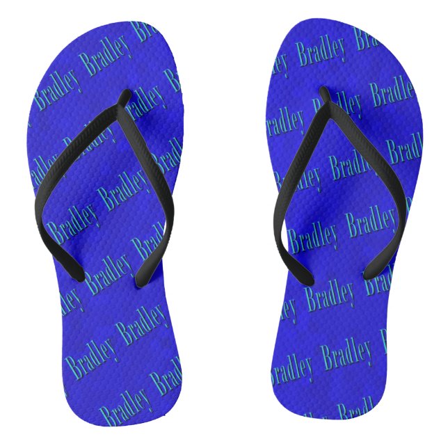 Blue Bradley Name Logo On Blue Mosaic, Thongs (Footbed)