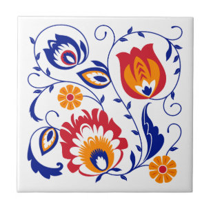 Blue Branch Polish Folk Tile