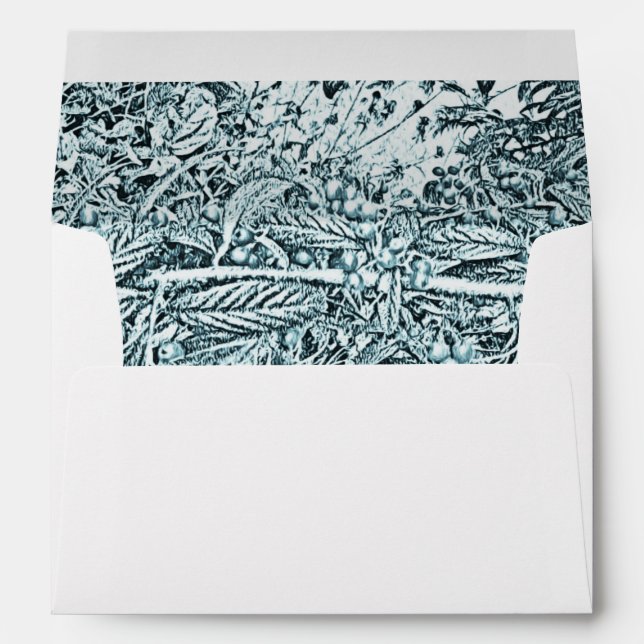 Blue Branches And Berries Wedding Adress  Envelope (Back (Bottom))