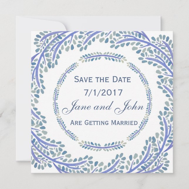 Blue Branches Save the Date Invitation (Front)