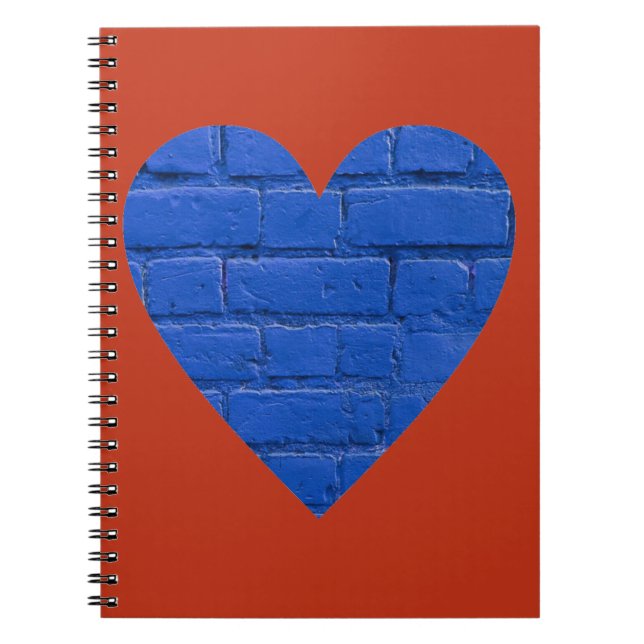 Blue Bricks on Red Heart Notebook (Front)