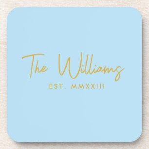Blue Bridal Shower Gift Personalized Drink Coaster