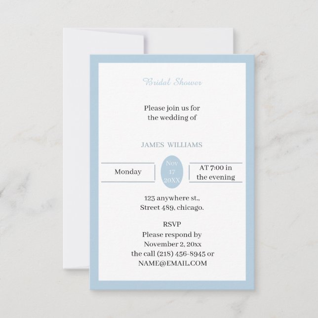 Blue Bridal Shower  Invitation (Front)