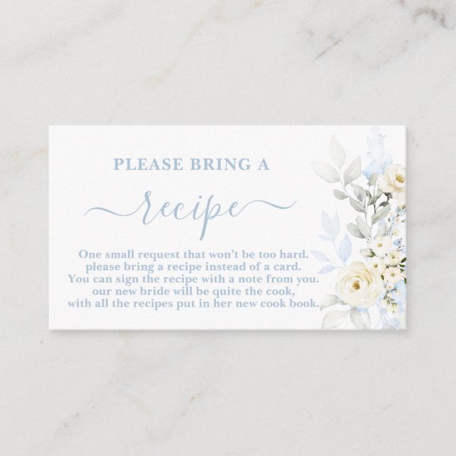 Blue Bridal Shower Recipe Card Request (Front)