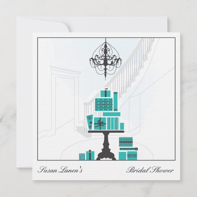 Blue Bridal Shower Wedding Invitation (Front)