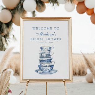 Blue Bridal Tea Party Wedding Shower Welcome Sign