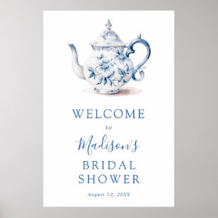 Blue Bridal Tea Party Wedding Shower Welcome Sign
