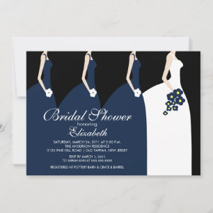 Blue Bride Bridesmaids Bridal Shower Invitation