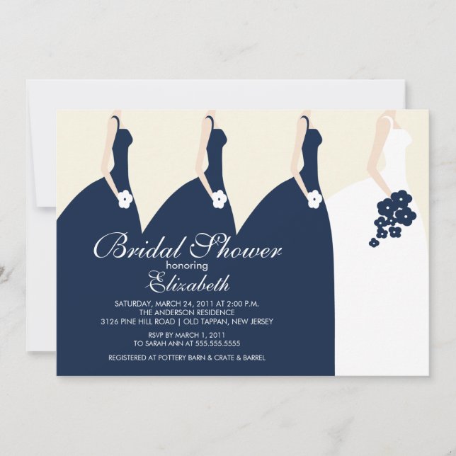 Blue Bride Bridesmaids Bridal Shower Invitation (Front)