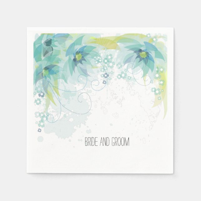 Blue Bride Groom Floral Wedding Napkin (Front)